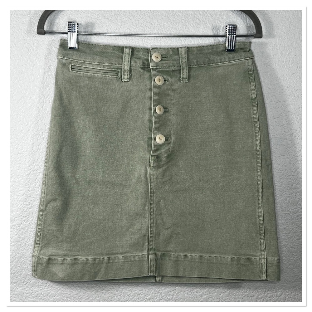 Madewell Emmett Jean Skirt Womens Green Button Front Straight Sz 27